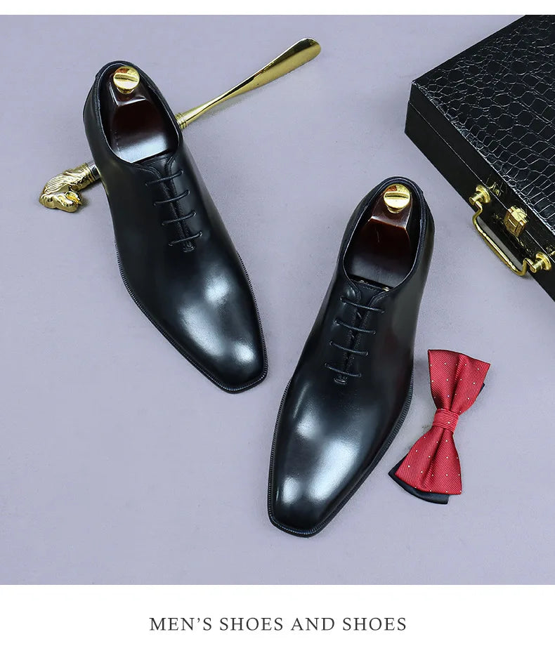 Whole Cut Men's Oxford Shoes Genuine Leather Handmade Quality Comfortable Elegant Black Wedding Social Formal Shoes Man