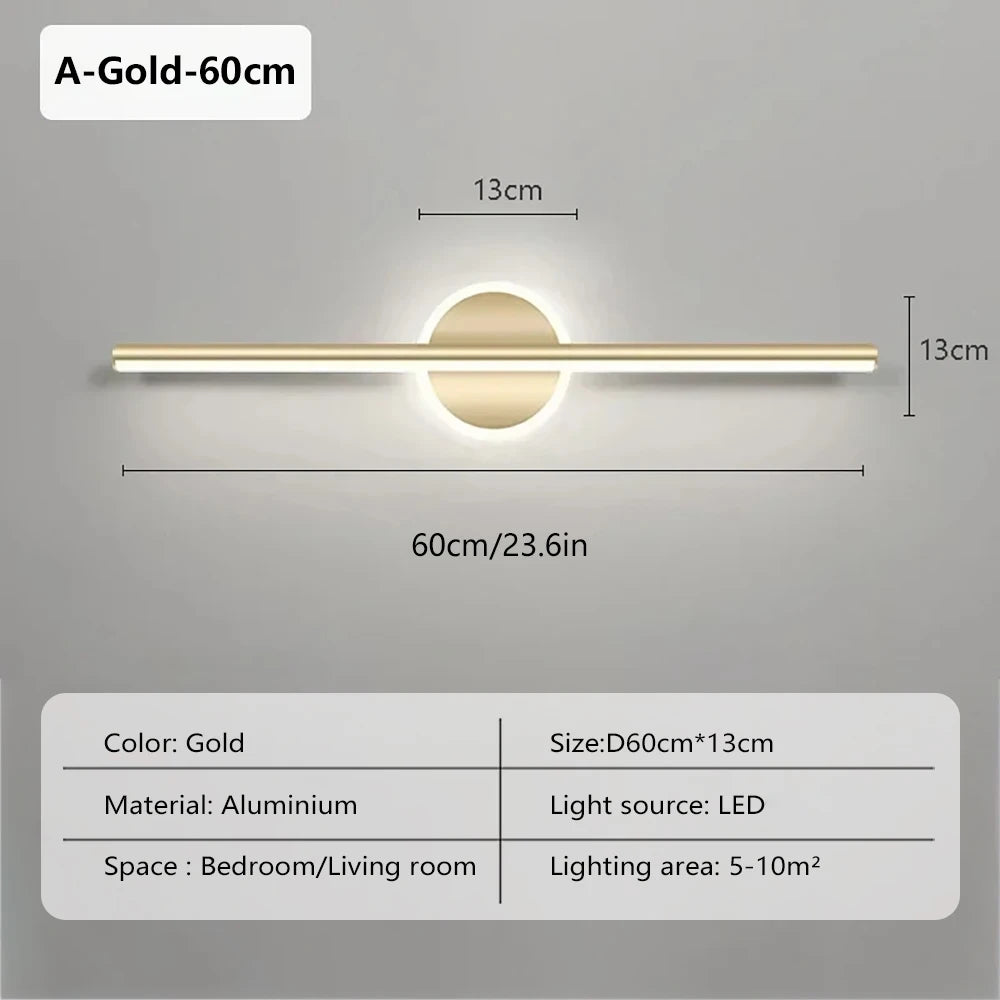 Modern LED Wall Lamp Minimalist Lines Texture Metallic Black Gold For Bedroom Vanity Lighting Bathroom Mirrors Hallways Entryway