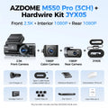 AZDOME M550 Pro Dash Cam Car DVR 5.8Ghz WiFi 3.19" IPS 2 or 3 Channel Dash Camera GPS Night Vision Dual 4K+1080P Parking Monitor