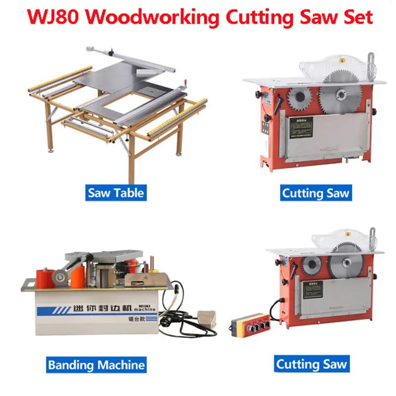 Multi-functional Push Table Saw Precision Guide Rail Folding Electric Panel Saw Kit with Cutting Saw Banding Machine Option Saw