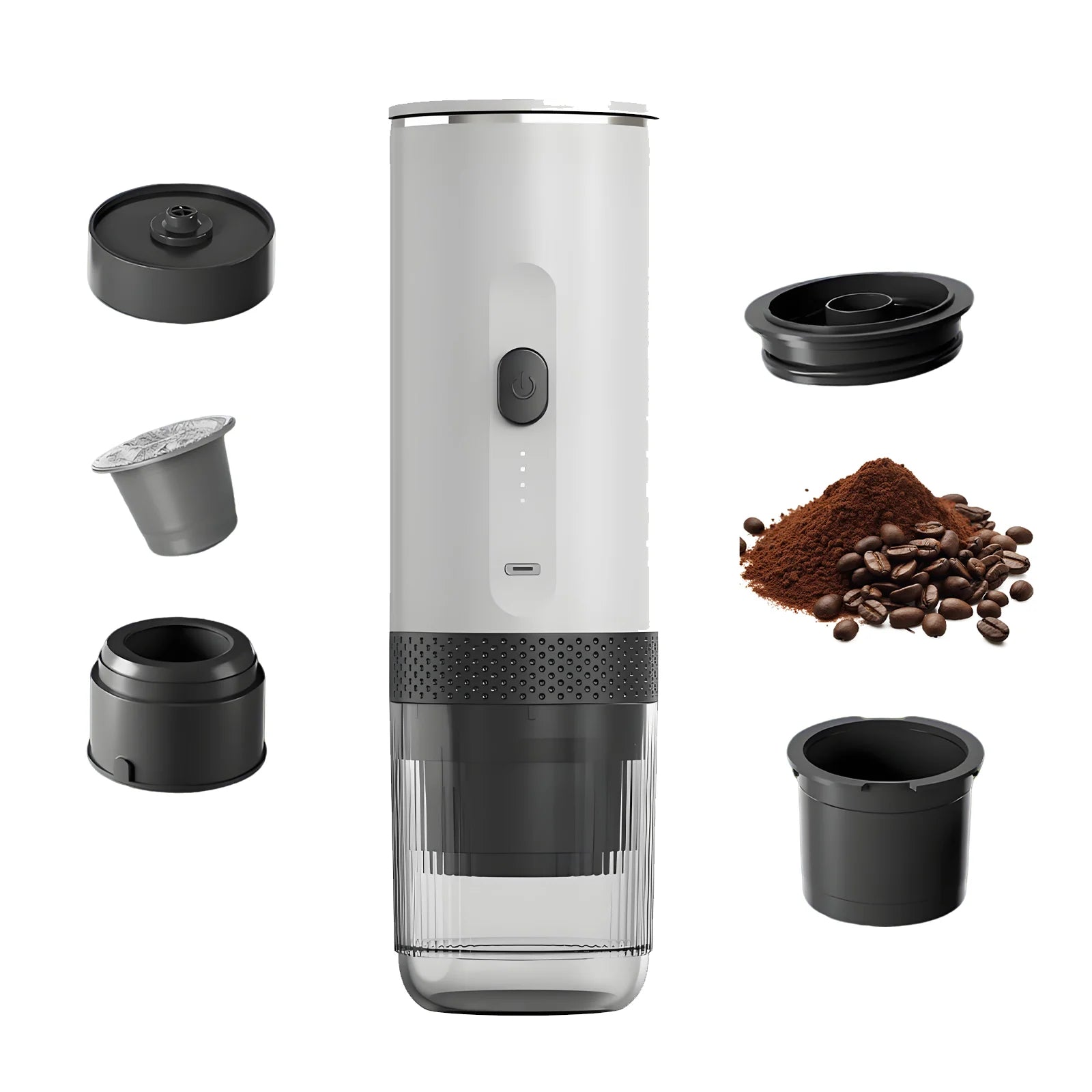 Wireless Electric Capsule Coffee Maker 2-in-1 Coffee Machine for Car & Home Camping Portable Coffee Maker for Capsules and Ground Coffee