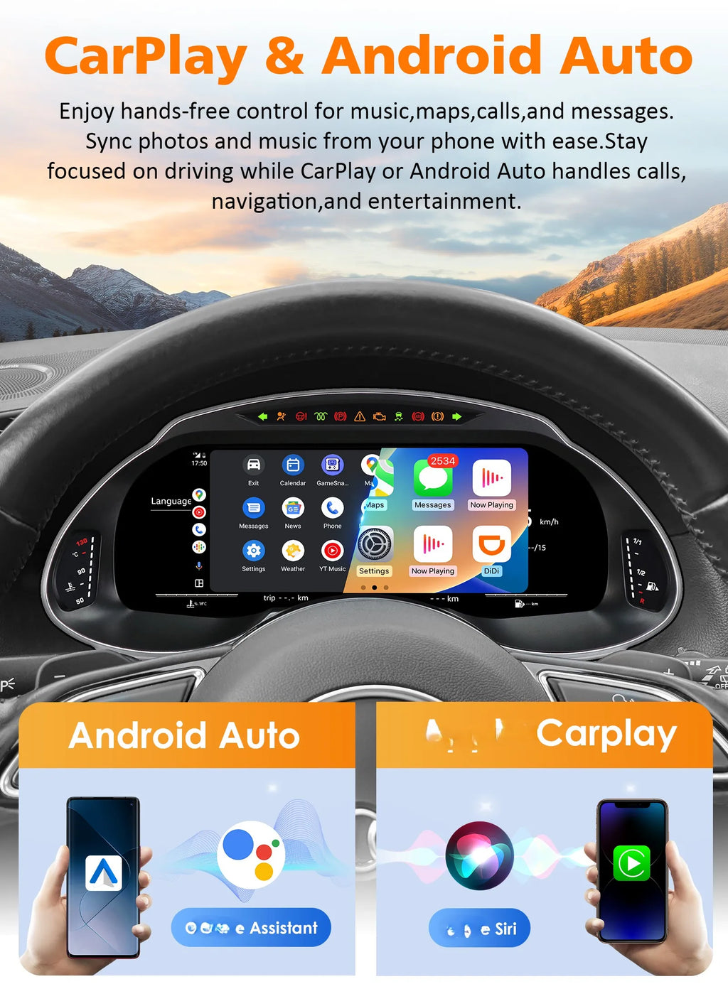 12.3 inch Digital Display Car Dashboard Cluster for Audi Q5 2009-2018 Android Auto Carplay Panel Speedometer Cockpit Gauges Dash