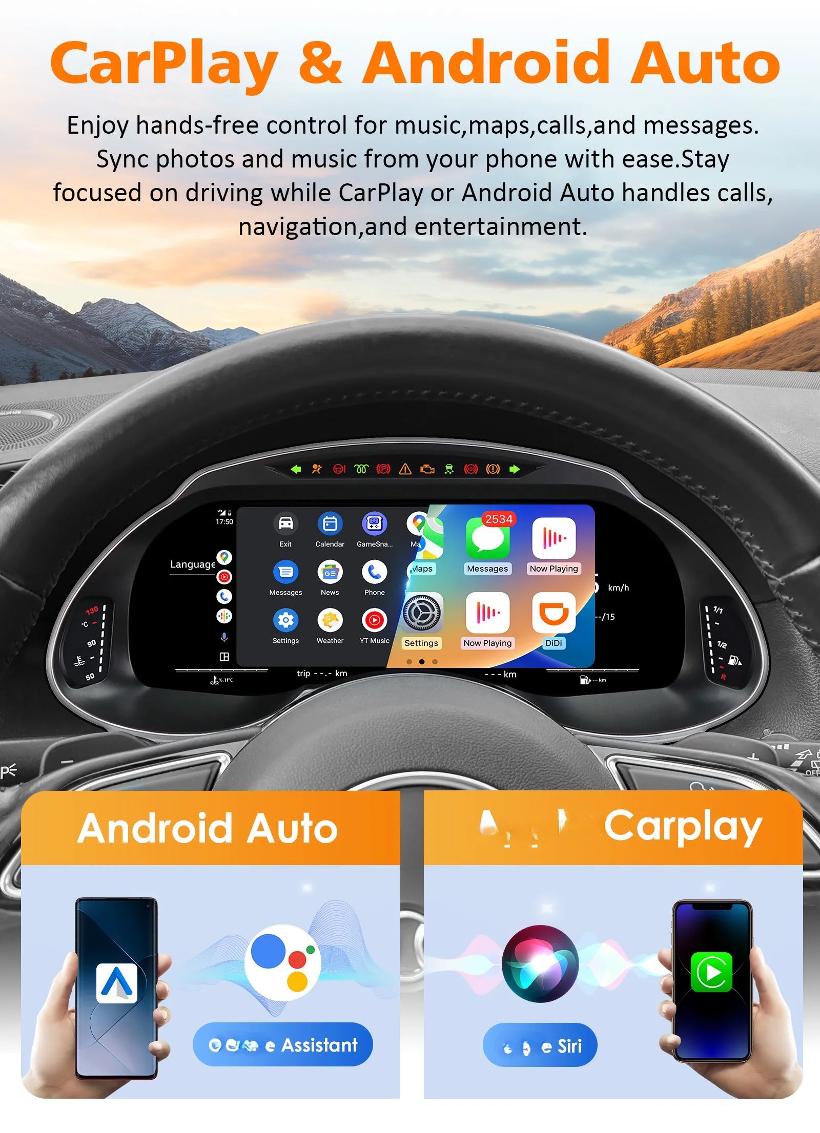 12.3 inch Digital Display Car Dashboard Cluster for Audi Q5 2009-2018 Android Auto Carplay Panel Speedometer Cockpit Gauges Dash