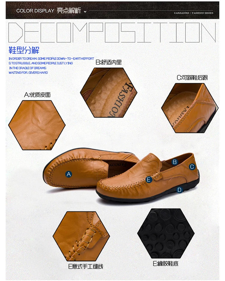 Genuine Leather Men Shoes Casual Italian Mens Loafers Moccasins Luxury Brand Formal Slip on Male Boat Shoes Zapatos De Hombre