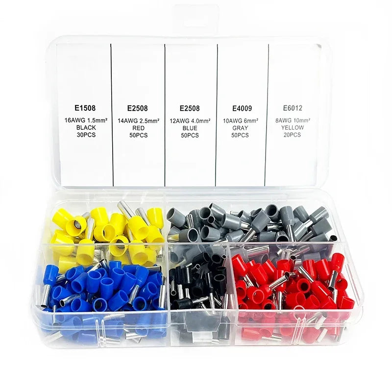 Bulk Copper Crimp Terminals 200-1900Pcs | E1508/E1008 Ring Connectors for Cable Wiring & Auto Repair