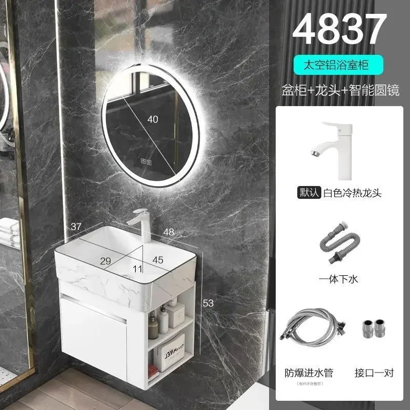 Compact Mini Bathroom Cabinet Minimalist Storage Ceramic Integrated Bathroom Vanity Cabinet Modern Archivadores Trendy Furniture