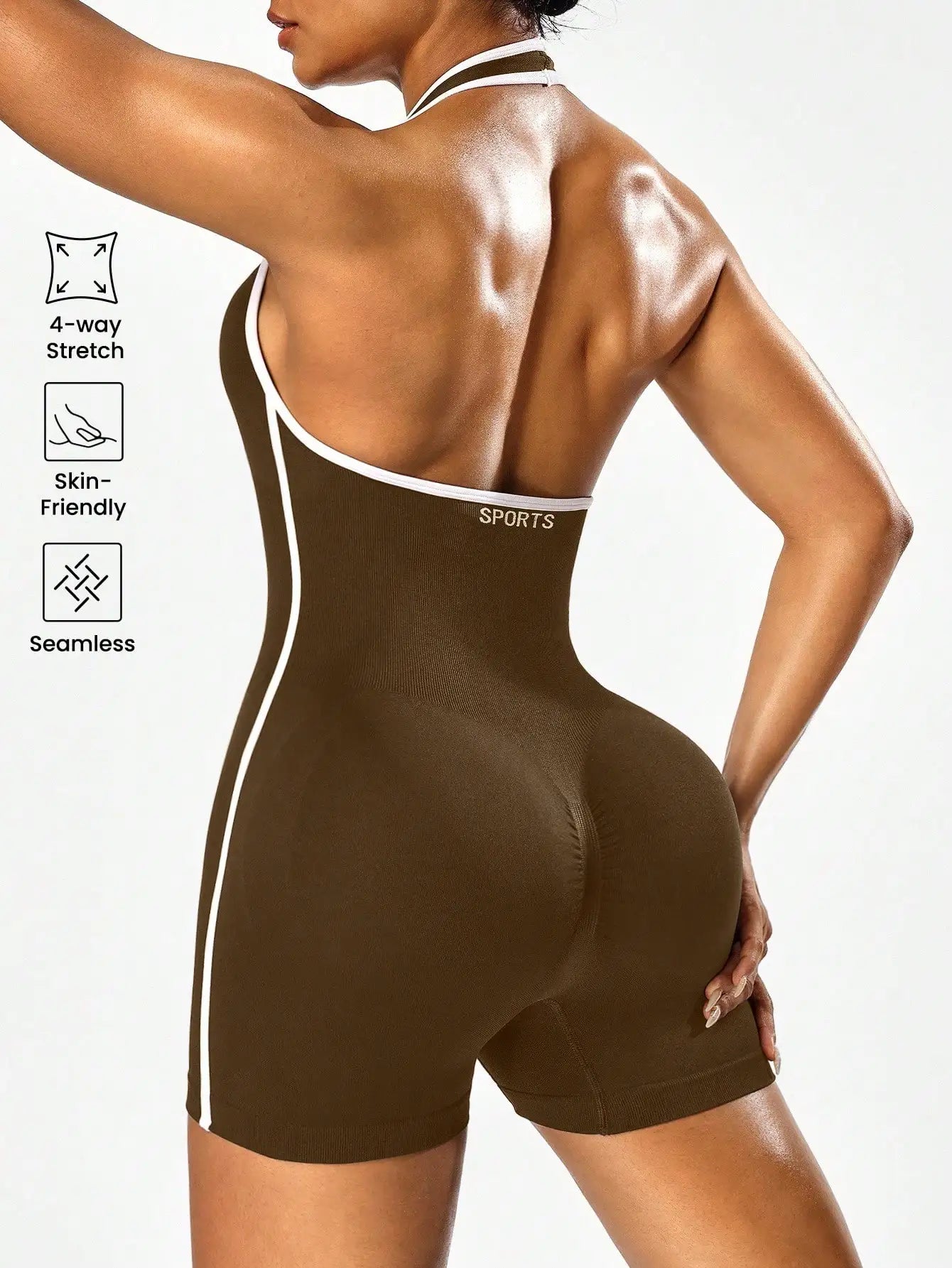 Combinaison de yoga à épaules croisées avec motif color-block, combinaison d'entraînement dos nu pour femmes, vêtements d'extérieur pour le fitness transfrontalier et