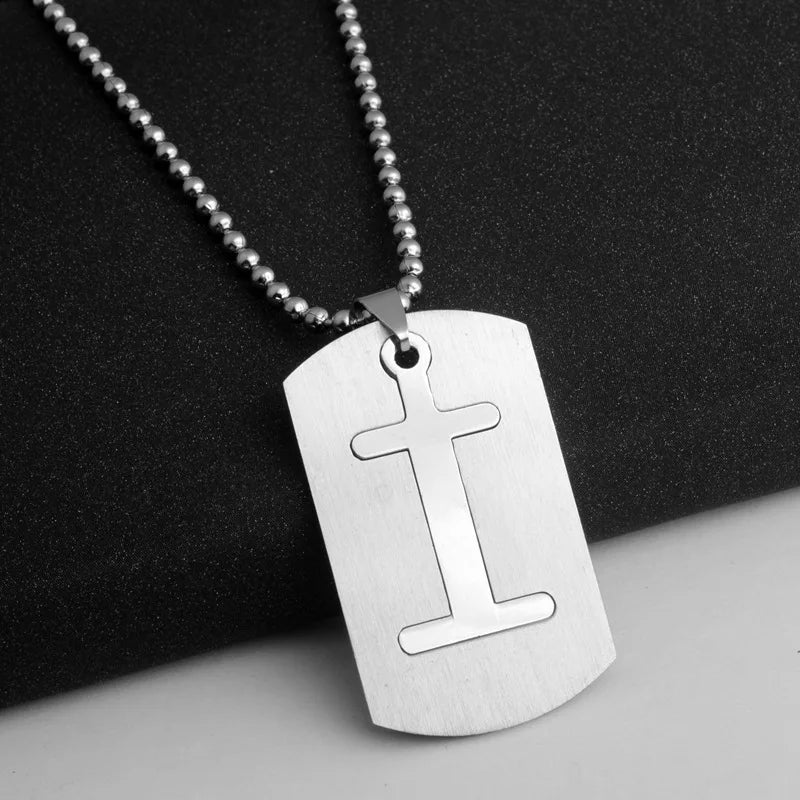 HNSP 316L Stainless Steel Initials Pendant Chain Necklace For Men 26 Letter Name Jewelry Accessories