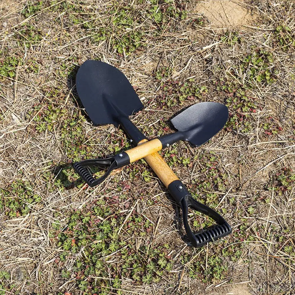 36cm Garden Shovel WIth Wooden Handle Stainless Steel Mini Planting Digging Practical Tool Flower Vegetable Children Adult Toy