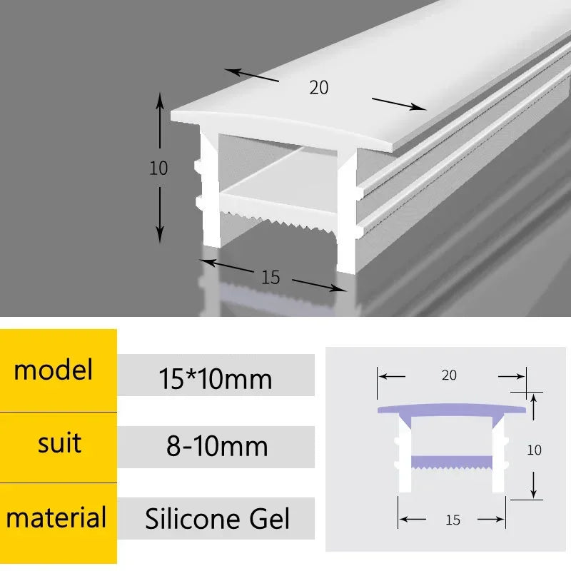 Recessed White Silicone Tube LED Neon Light Flexible Rope Channel Diffuser WS2811 WS2812B Outdoor Waterproof Ribbon Strip Tube
