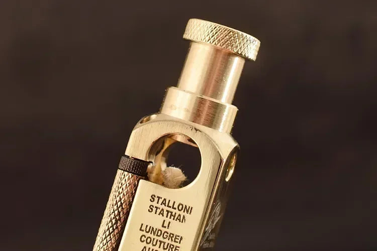 Luxury Heavy-duty Trench Shaped Brass Lighter with Laser Carved Hexagonal Patterns, Personalized Retro Creative Lighter