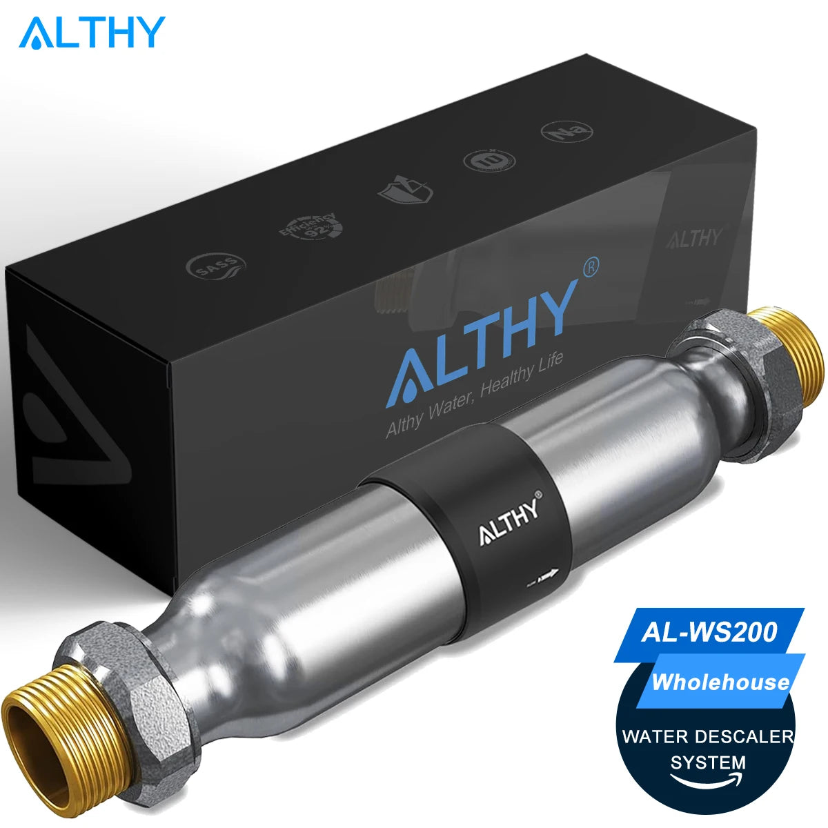 Système anticalcaire et adoucisseur d'eau pour toute la maison ALTHY AL-WS200 - Grand débit, anti-tartre et corrosion, eau dure