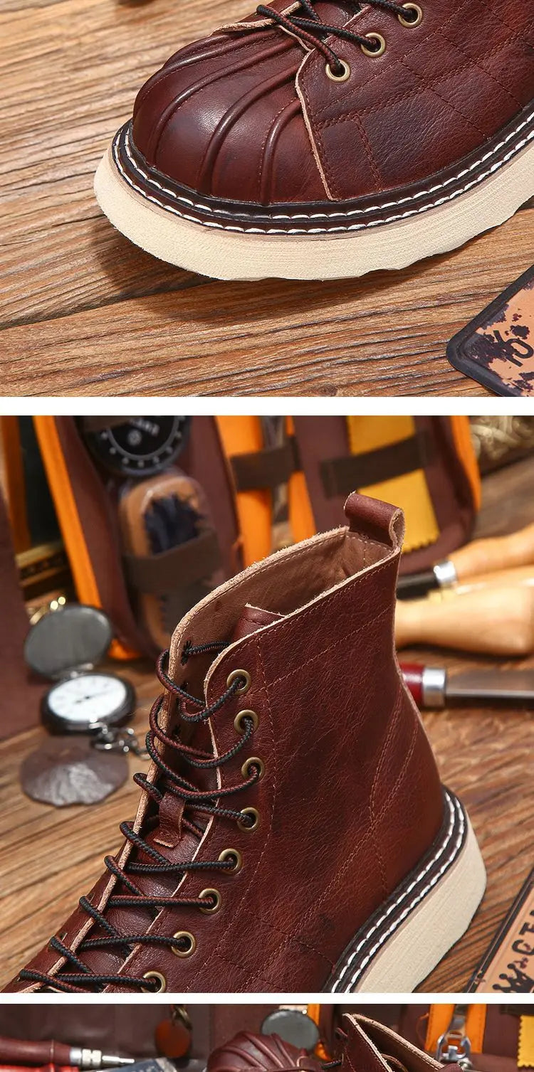 New Fashion Vintage British Men Leather Shoes Casual Round Toe Ankle Boots Spring Autumn Business Dress Chelsea Boots