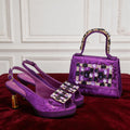 2026 New Arrival Rhinestone Peep-Toe High Heel Sandals and Bag Set for Women –Elegant Italian Party Shoes Perfect for Wedding