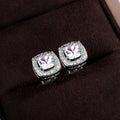 TrendMen Hiphop Rock Square Cubic Copper Zirconia Stud Earrings For Men Boy Silver Color Metal Crystal Earring Party Ear Jewelry