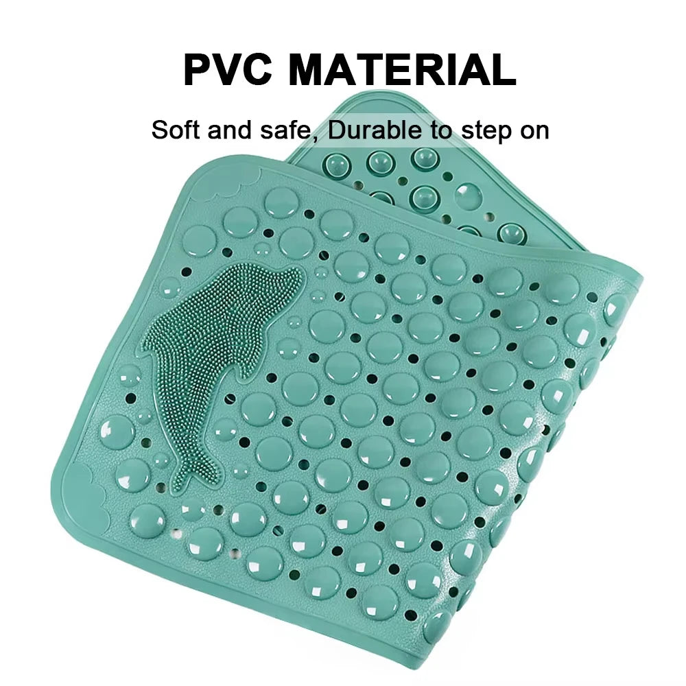 1pc Dolphin Rectangular Non-Slip Mat, 35*70cm PVC Anti-skip Bath Mats for Bathroom, Massage Bathtub Mat Safe Rugs Foot Mats
