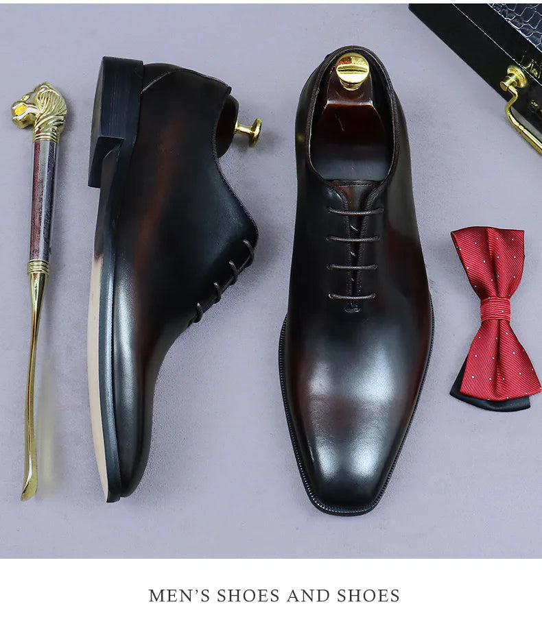 Whole Cut Men's Oxford Shoes Genuine Leather Handmade Quality Comfortable Elegant Black Wedding Social Formal Shoes Man