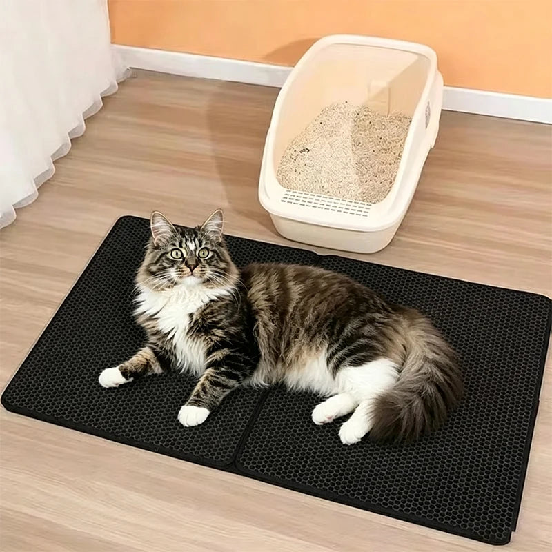 EVA Waterproof Pet Cat Litter Mat Double Layer Pet Litter Box Mat for Cat Non-slip Toilet Pad Washable Bed Mat Cat Accessories