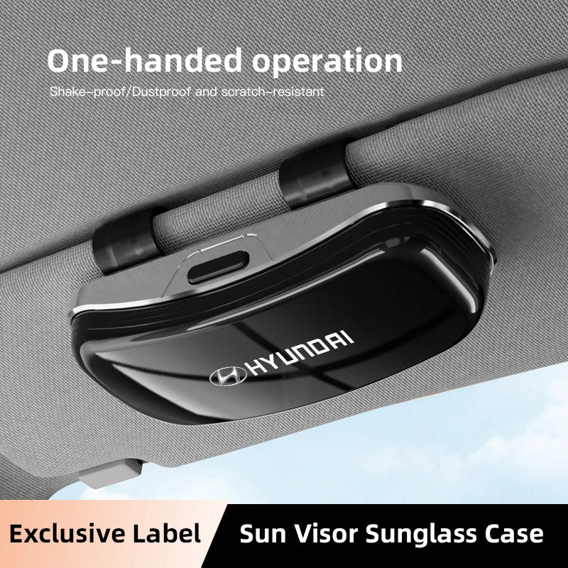 Car Visor Glasses Box Auto Sunglasses Storage Case For Hyundai I10 Venue Veloster Tucson Kona Elantra IX20 Genesis Azera Solaris