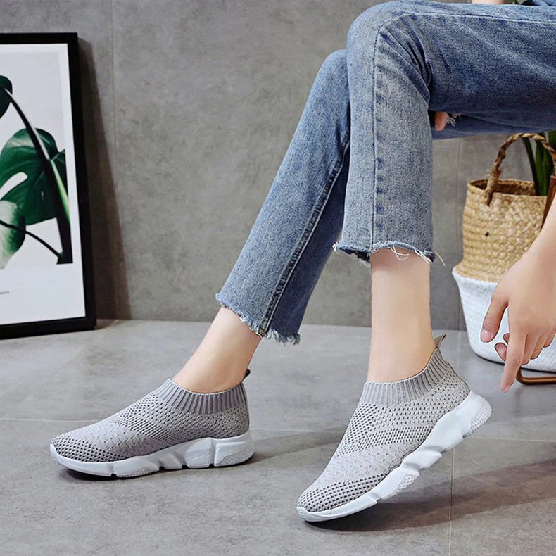 Sneakers Women Shoes Knitting Sock Sneakers Women Slip On Laides Walking Shoes for Woman Loafers Flats Tenis Famela Plus Size