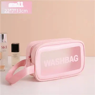 Portable Travel Wash Bag Female Transparent Waterproof Makeup Storage Pouch Large Capacity Cosmetic Organizer Pu Material