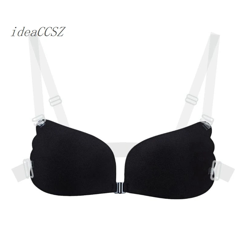 Soutien-gorge sans dos et sans bretelles pour femme, Push-Up adhésif, invisible, avec bretelles transparentes, en silicone, lingerie sexy