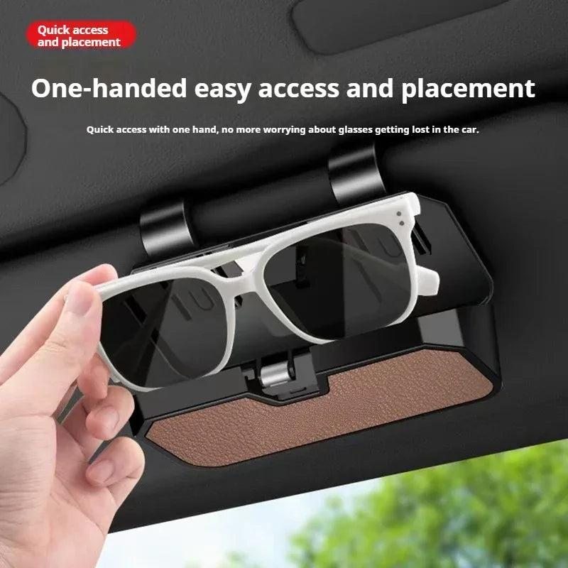 Premium Goatskin Texture Eyeglass Case for Opel Double Layer Storage Box for Glasses Cards Portable Multifunctional Organize