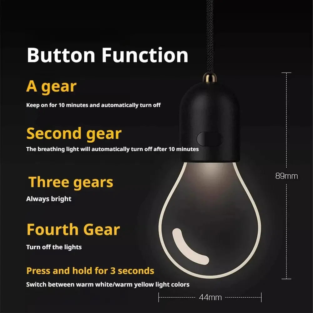 Retro Small Bulb LED Car Hanging Ornament Interior Ambient Lighting 2 Light Modes For Long Trips Daily Use Auto Decor Accessory