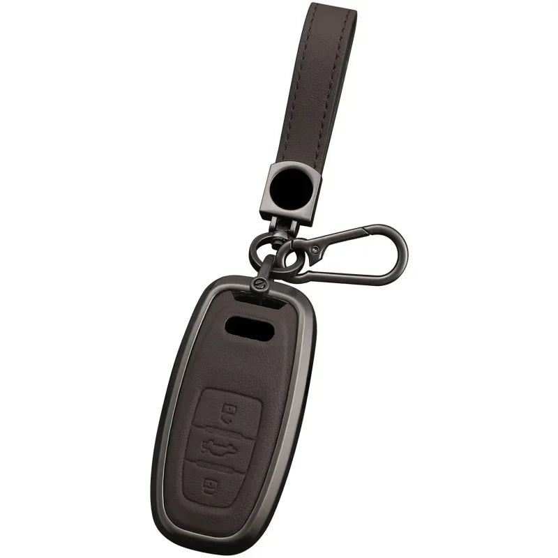 Zinc Alloy Leather For AUDI A6 S6 RS6 C5 C6 C7 4F S line Car Key Case Cover Shell Protected Keychain Bag Car-Styling Accessories