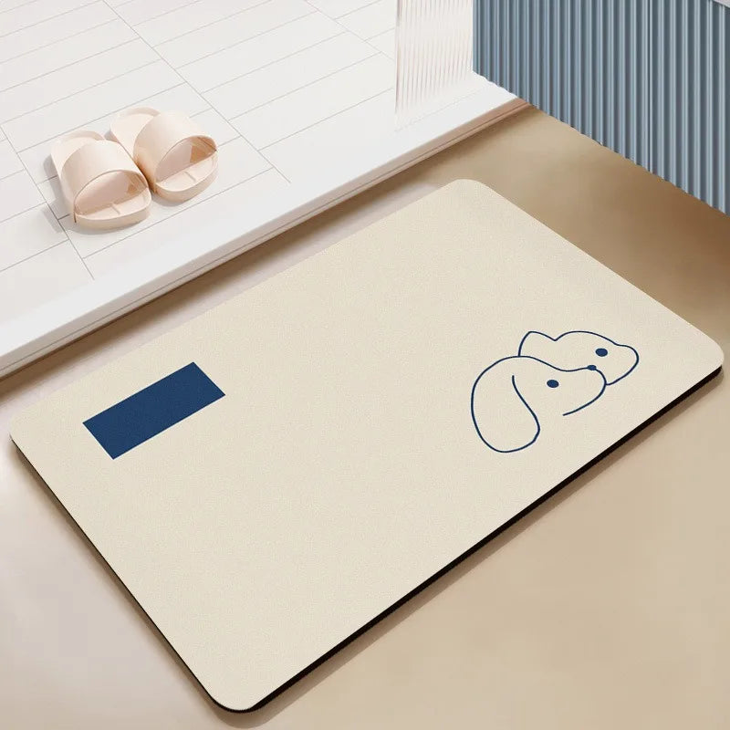 VIKAMA Minimalist Cat Pattern Bath Mat Non-Slip Water Absorbent Carpet for Bathroom Entryway Bedroom Decor