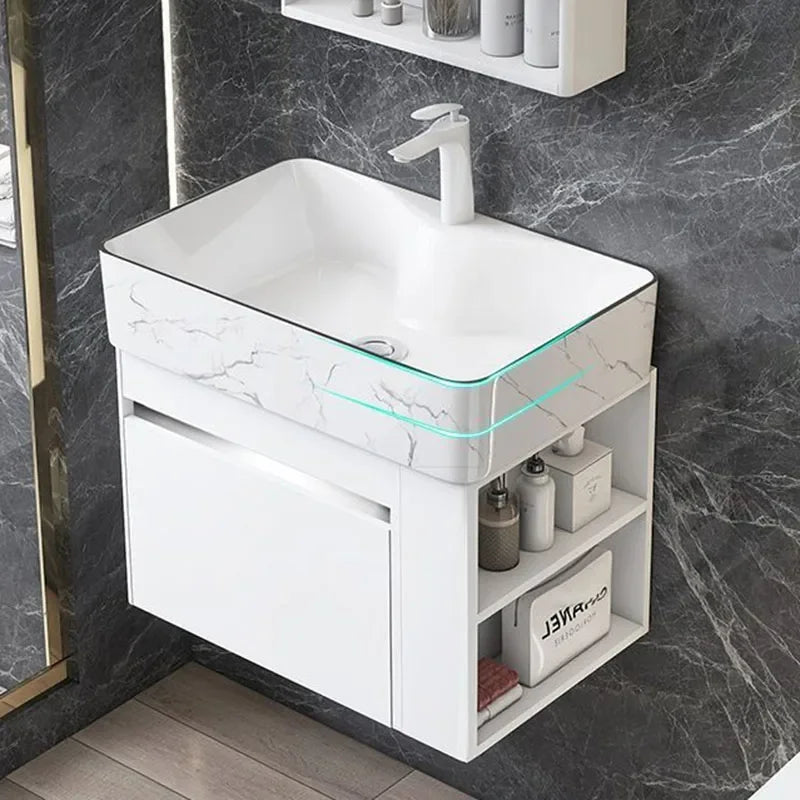 Meuble de salle de bain mini compact, rangement minimaliste, meuble lavabo de salle de bain intégré en céramique, archivadores modernes, mobilier tendance