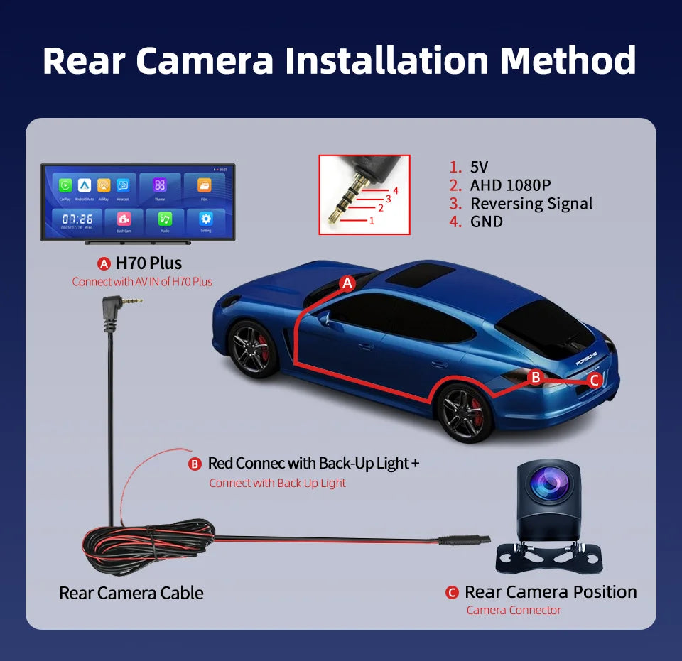 Imagebon H70 Plus 11.4" 4K QLED Car DVR Wireless CarPlay & Android Auto ADAS Dash Cam WiFi AUX GPS Navigation Loop Recording