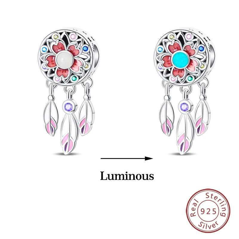 Hot Sale 925 Silver Glow in the dark Firefly Honeybee Star Charms Beads Fit Qikaola 925 Original Bracelets Fine DIY Jewelry Gift