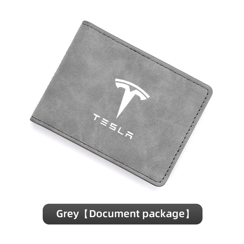 Driver License Holder Pu Leather on Cover Car Driving Documents Business Id Pass Certificate Folder Wallet for Tesla sticker