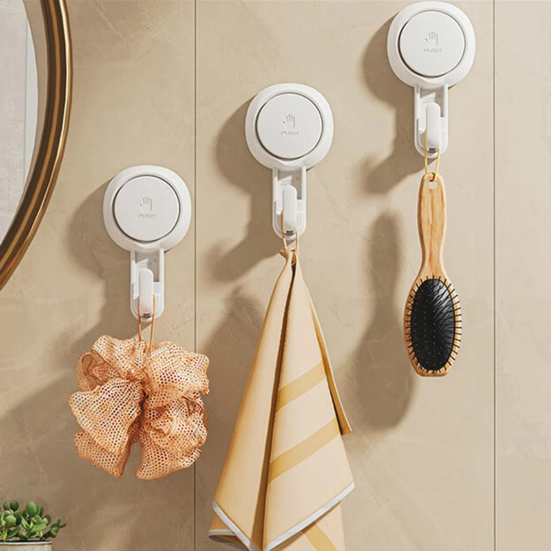 Heavy Duty Suction Cup Hooks Bathroom Waterproof Towel Robe Coat Hanger Suction Hook Wall No Drilling Kitchen Organizer Hook