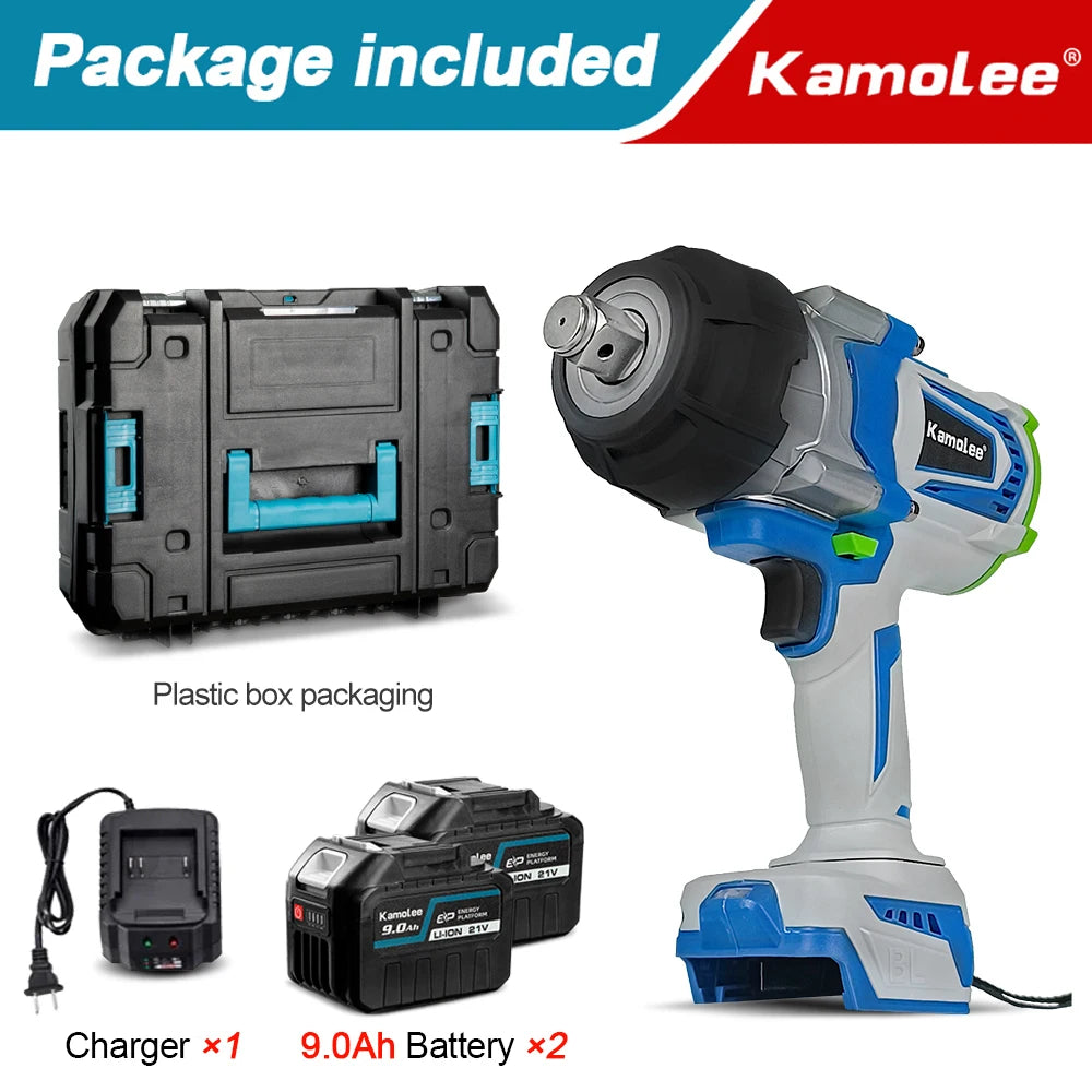 Kamolee Clé à chocs électrique sans balais 4100NM 3/4 pouce, sans fil, couple élevé, outil électrique portatif, compatible avec les batteries 18V 21V