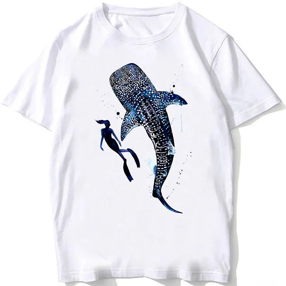 Whale Shark Anatomy Biology T-shirt Unisex Women Hip Hop Casual T Shirts Women Beach Diving White Tshirt Vintage women Tees