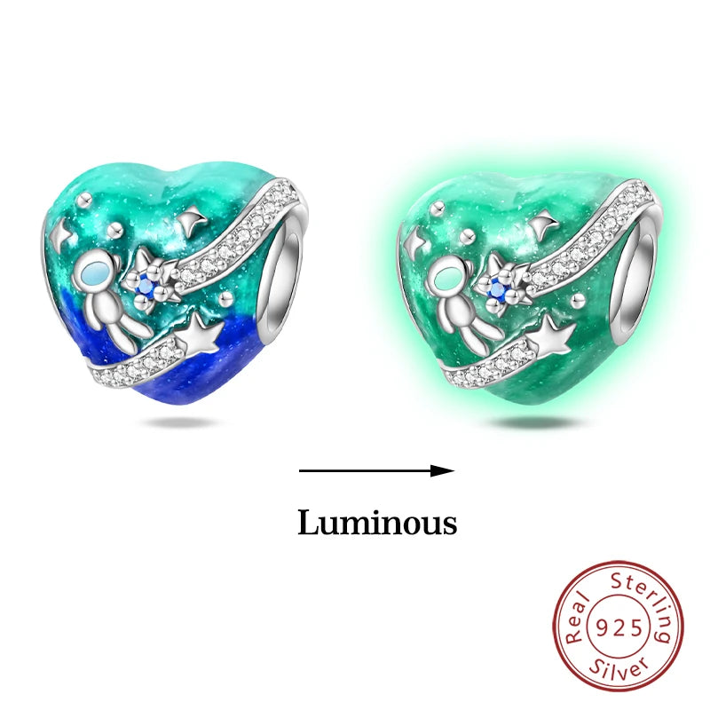 Hot Sale 925 Silver Glow in the dark Firefly Honeybee Star Charms Beads Fit Qikaola 925 Original Bracelets Fine DIY Jewelry Gift