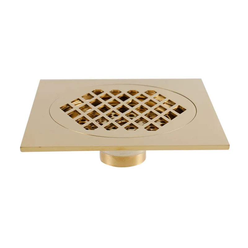 Drain de sol carré 15x15cm en laiton antique/brossé/doré/or rose/noir/bronze/bronze rouge pour salle de bain et salle de douche