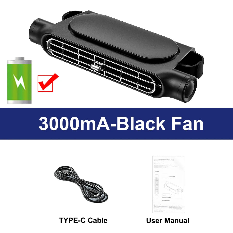 Car Seat Cooling Fan, 5V USB Powered Headrest Fan with 3 Adjustable Speeds, Portable Backseat Air Vent Cooler for Front and Rear Seats, Clip-On Auto Cooling Fan for Cars, SUVs, Trucks, Summer Travel and Interior Accessories
