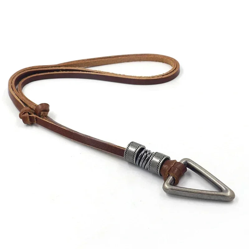 Vintage Men Women Triangle Adjustable Leather Cord Necklace Pendant Jewelry Christmas Gift Initial Necklace