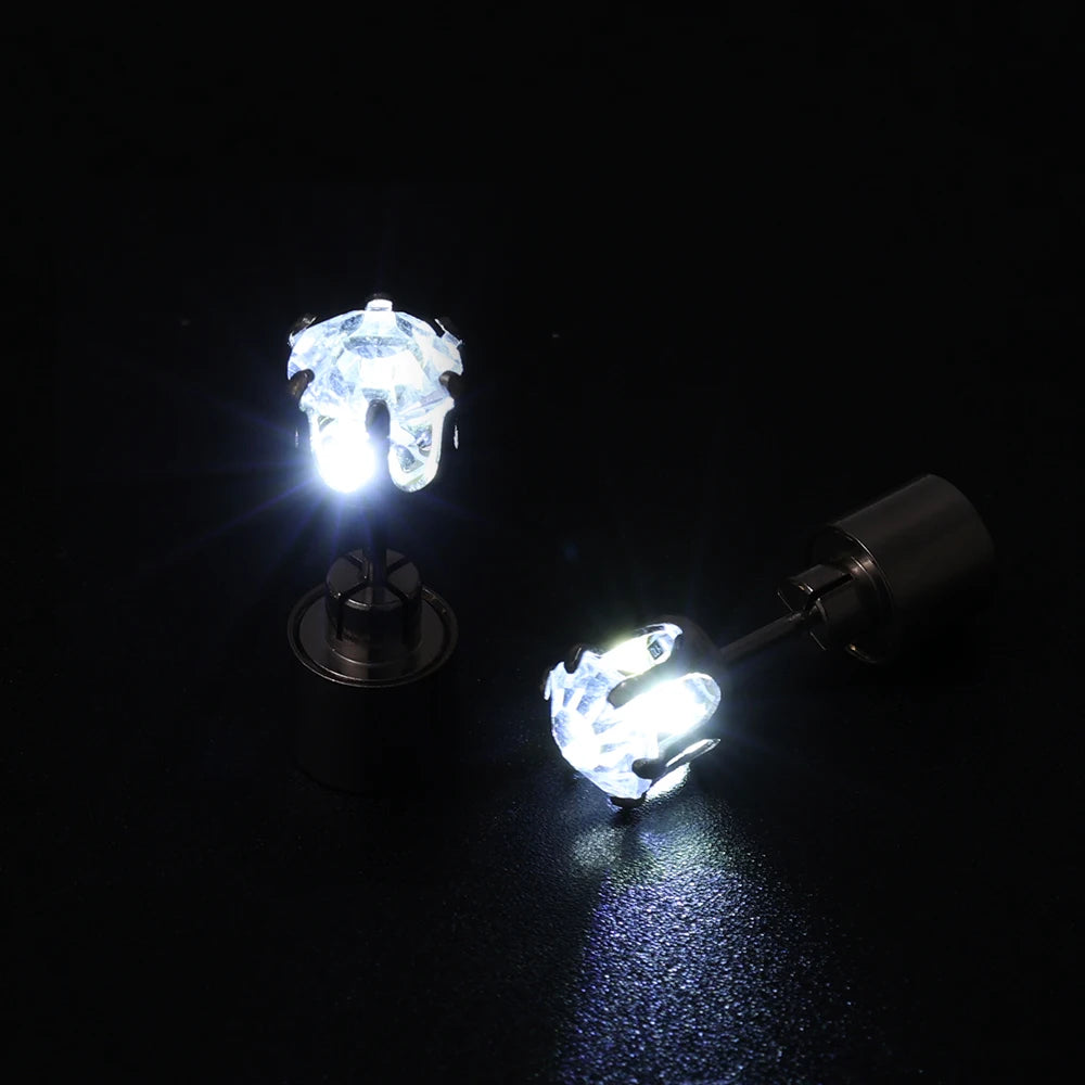 1/2Pcs LED Light Up Ear Stud Earrings Colorful Flashing Zircon Earring Stainless Steel Party Night Bling Ear Ring Studs Jewelry