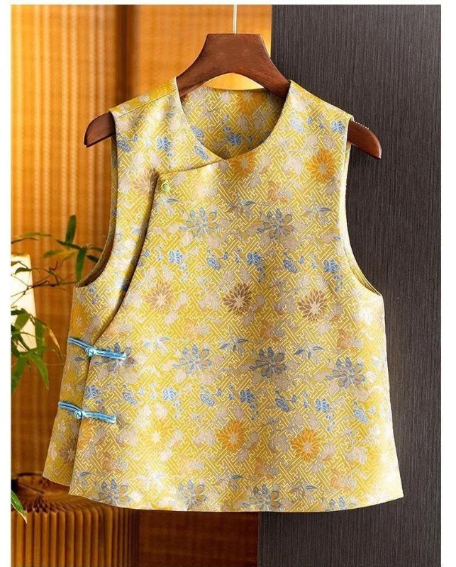 Thin Vest for Women Clothing Ethnic Style Print Vintage Clothes Streetwear Coats Women Jackets Chinese style Casual Summer