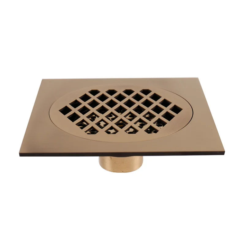 Drain de sol carré 15x15cm en laiton antique/brossé/doré/or rose/noir/bronze/bronze rouge pour salle de bain et salle de douche