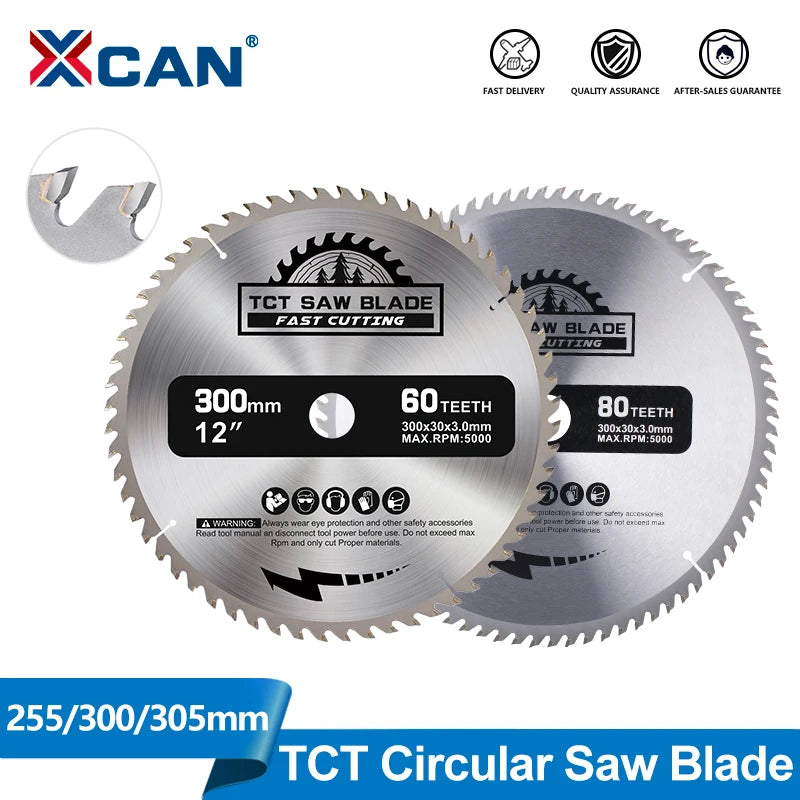 XCAN Wood Saw Blade 230 235 250 254 255 300mm TCT Wood Cutting Disc Carbide Circular Saw Blade for Woodworking