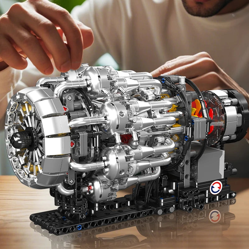 Mould King 10216 Technical Car Engine Toys The Motorized Turbojet Engine Building Block Assembly Engine Brick Kid Christmas Gift