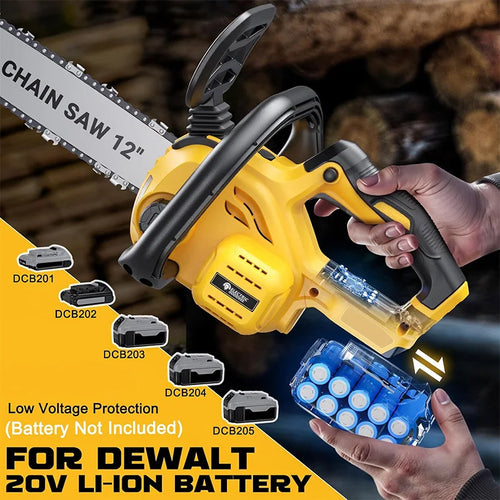 Tronçonneuse électrique sans fil 12 pouces 1200W Outil électrique portable pour le jardinage et le travail du bois pour batterie Dewalt 20V