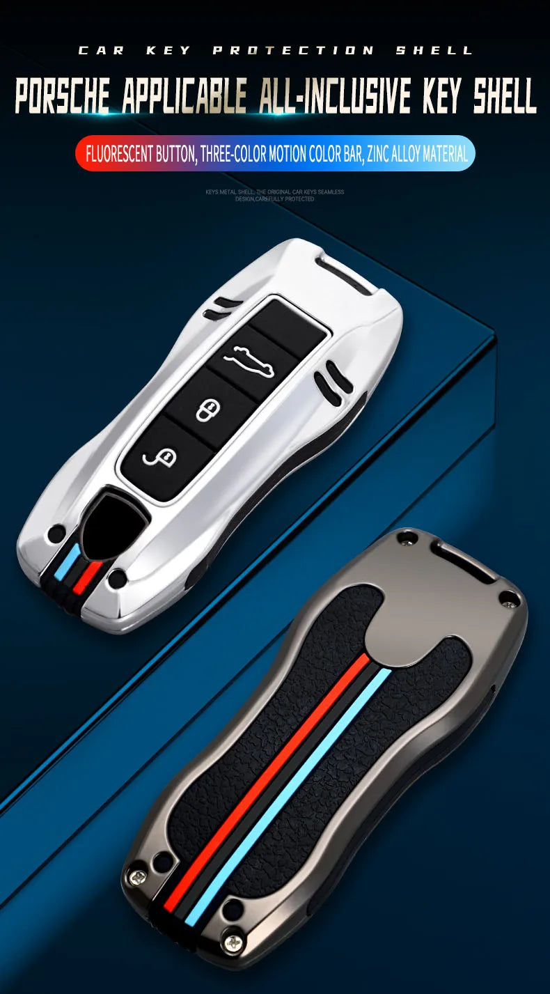 Zinc Alloy Car Smart Key Case Cover Shell Fob for Porsche New Cayenne Panamera 911 992 Taycan Car Protect Interior Accessories