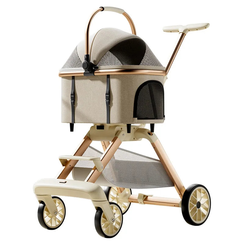 Luxury Lightweight Pet Stroller Foldable Detachable Carrier for Small Dogs Cats Cat Dog Strollers Pet Products