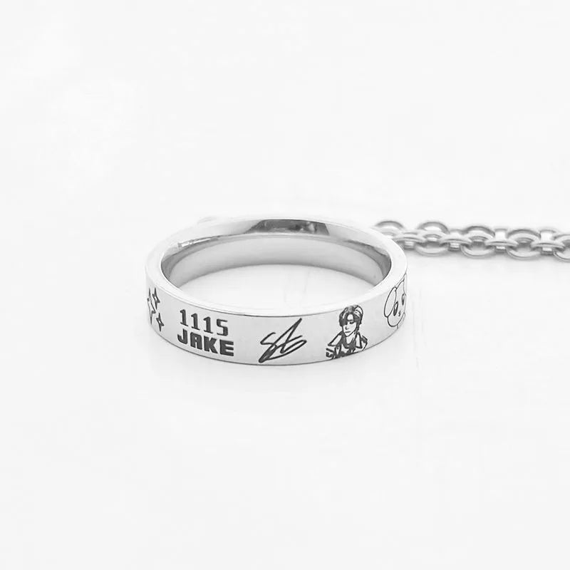 Jungwon Heeseung Jay Jake Niki Sunoo Sunghoon Cool Fan Support Rings and Necklaces Surrounding Popular Korean Idol Boy Groups